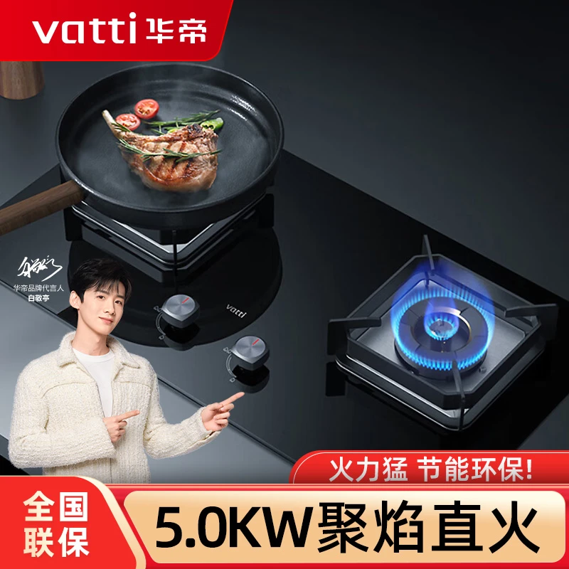 Vatti/华帝燃气灶i10073B双灶家用煤气灶液化气灶台嵌两用 猛火灶