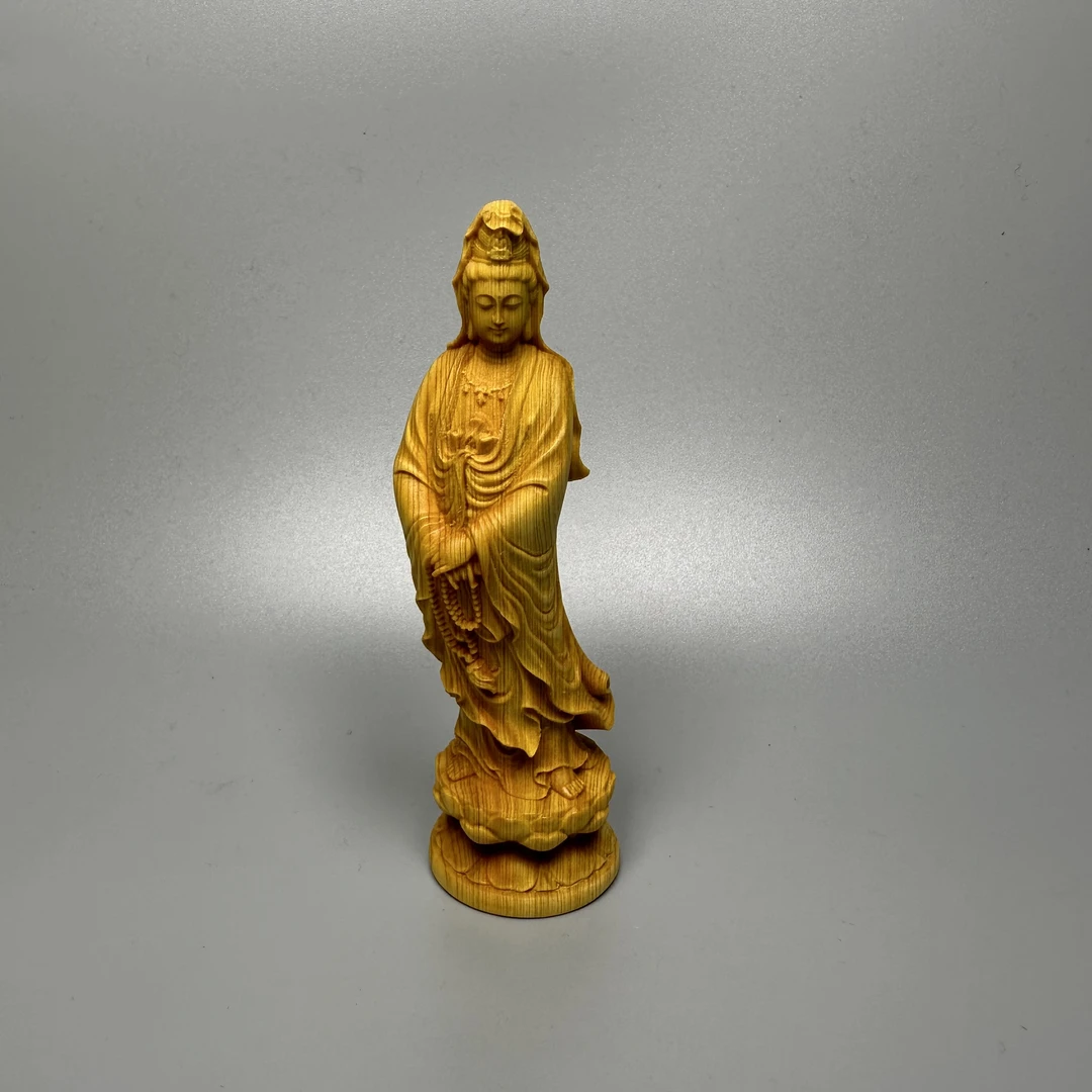 念珠观音 368太行柏木根雕木雕工艺品摆件手把件 高度12cm