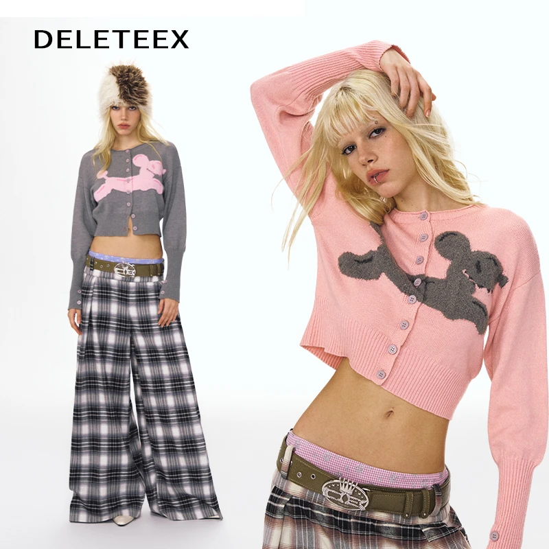 Deleteex曼彻斯特原创设计费尔岛高领马赛克小熊毛衣羊毛混纺背心