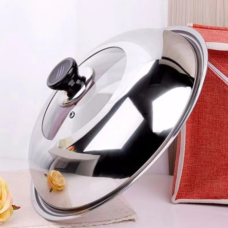 加厚精品不锈钢锅盖家用钢化玻璃锅盖炒菜锅盖耐高温防爆通用型