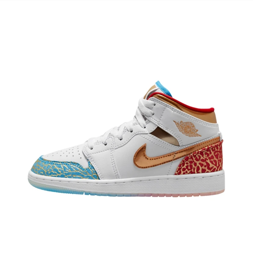 NIKE/耐克AIRJORDAN1MIDSSBG白蓝红中帮复古休闲女款鞋FB2212-100