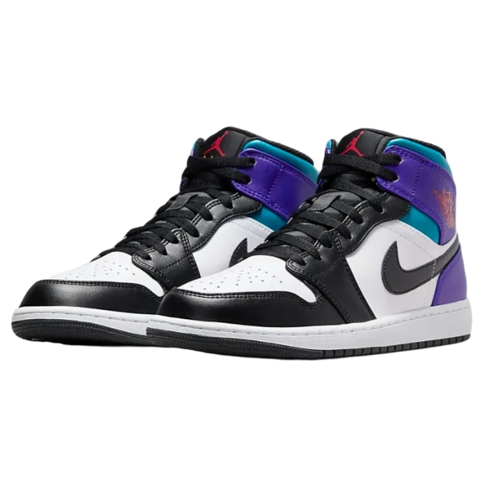 NIKE耐克男款正品中帮运动复古篮球鞋黑紫小熊猫男DQ8426-154