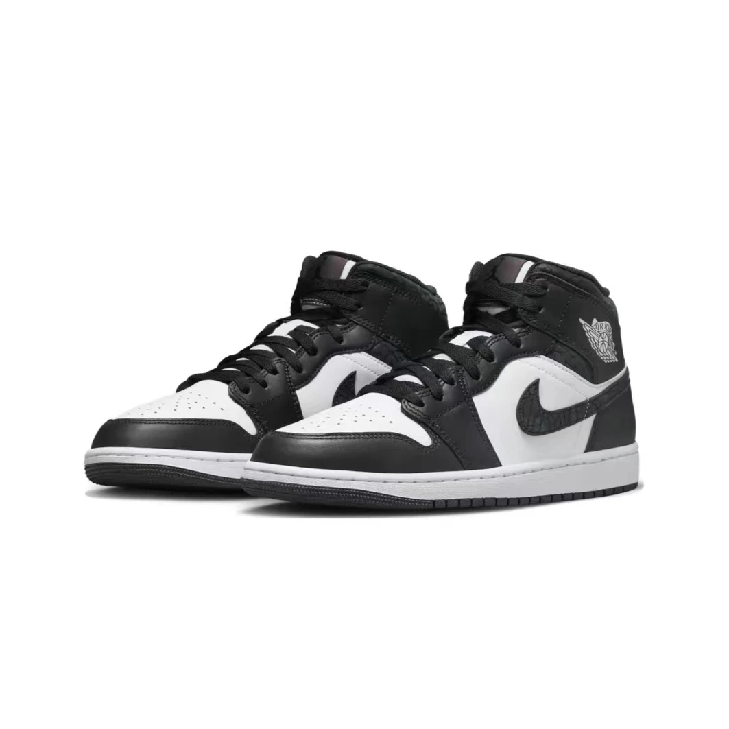 NIKE/耐克AirJordan1Mid黑白熊猫男款复古白黑休闲中帮FB9911-001