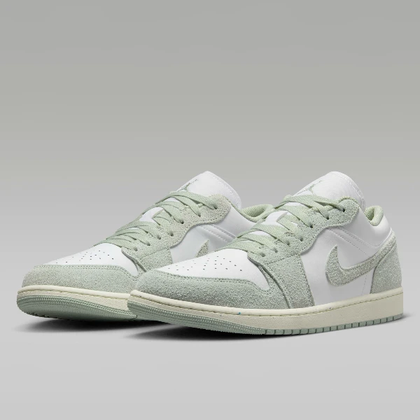 NIKE/耐克正品男款休闲板鞋低帮AJ1茶绿白/FN5214-131高能感