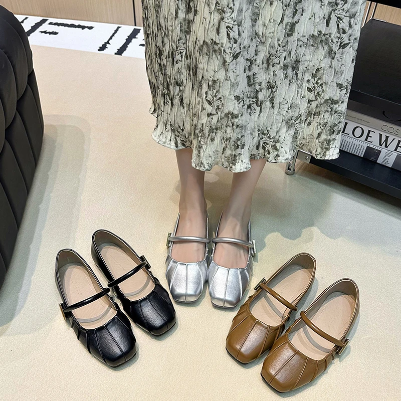 【诺一家加宽加肥大码女鞋】玛丽珍单鞋女平底软面软底舒适浅口瓢鞋