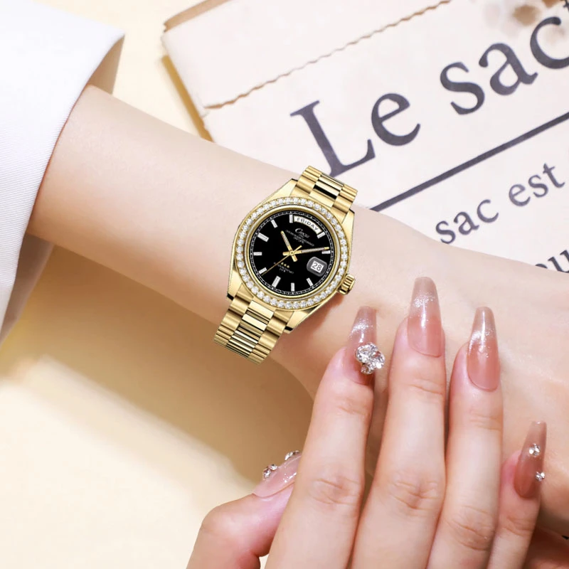 星辰系列时尚女表气质手表红轮高档经典百搭女士女款防水腕表