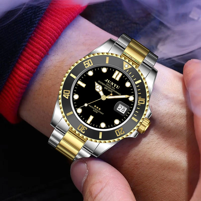 间金鬼王系列高档潮流全动红轮腕表大气防水夜光手表