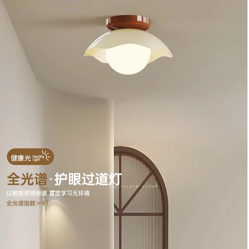 过道灯玄关灯奶油风入户走廊灯北欧现代衣帽间灯阳台小吸顶灯