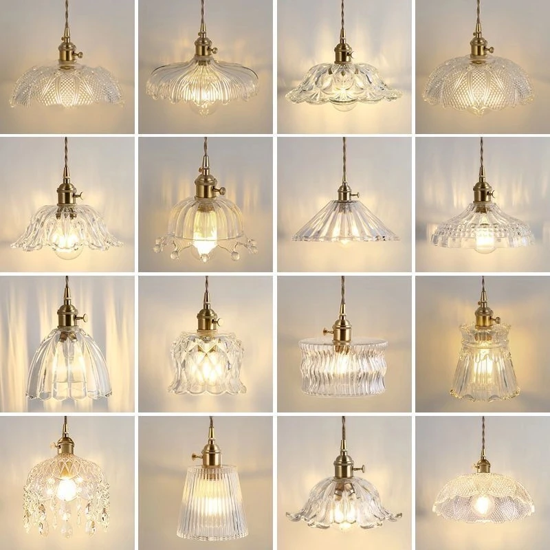 美式复古铜吊灯床头水晶玻璃灯入户灯日式现代中山简约过道灯