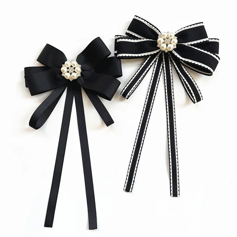 韩版英伦学院风小香风职业休闲领花红色黑色领结水钻衬衫系带装饰