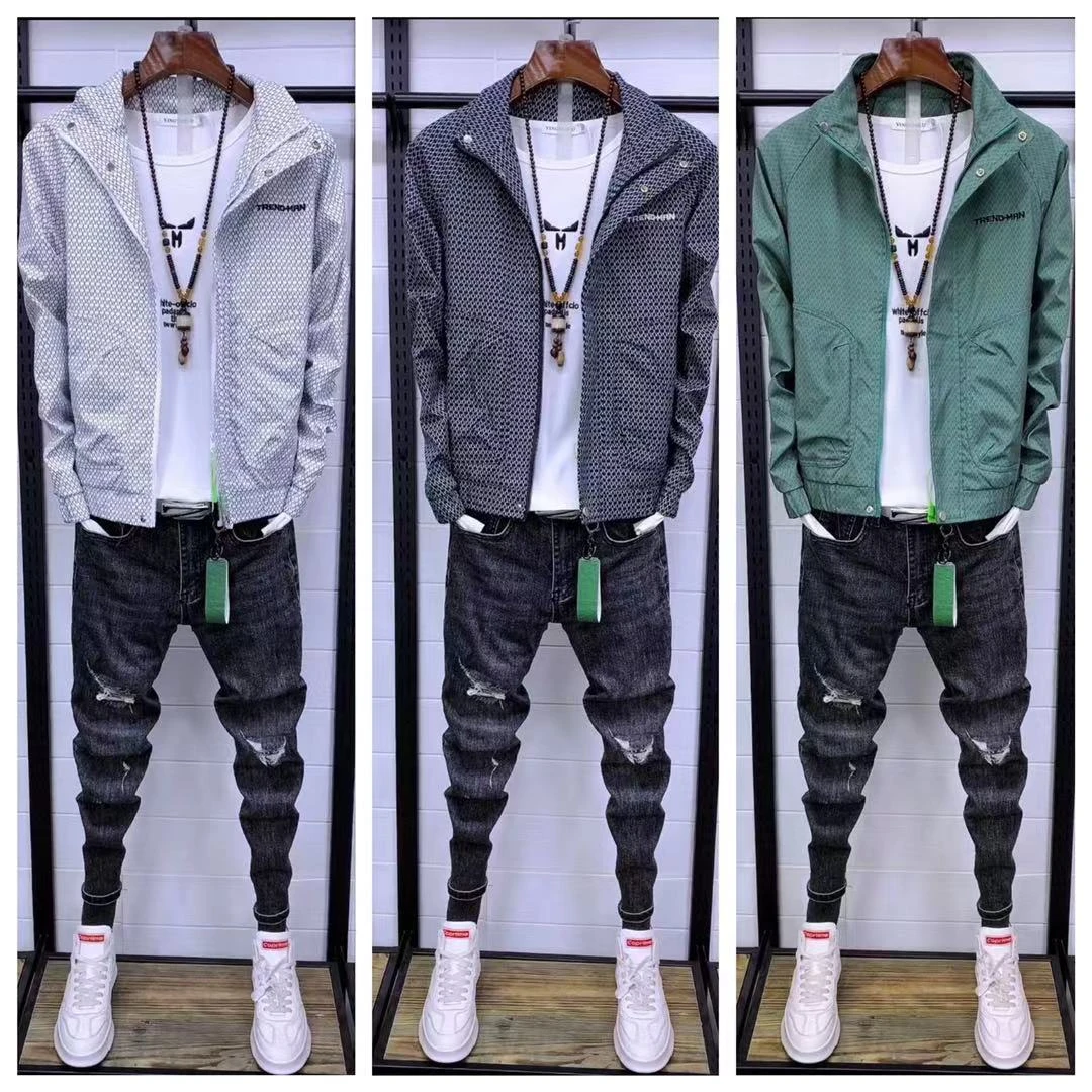 2024秋季新款男士时尚修身显瘦百搭潮流男士夹克外套春秋立领外套