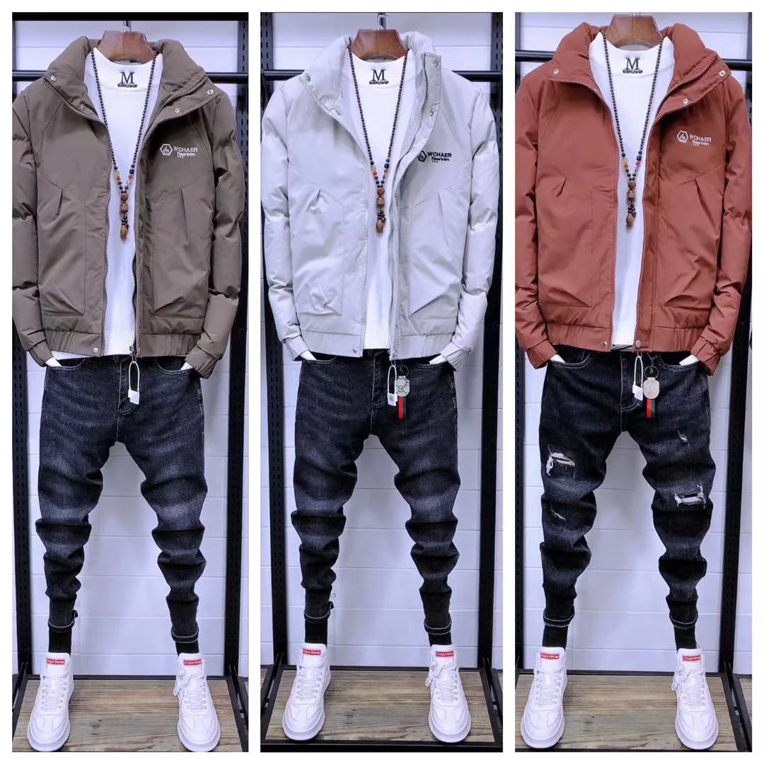 冬季新款男士时尚潮流修身百搭立领棉服外套时尚青春秋冬韩版男装