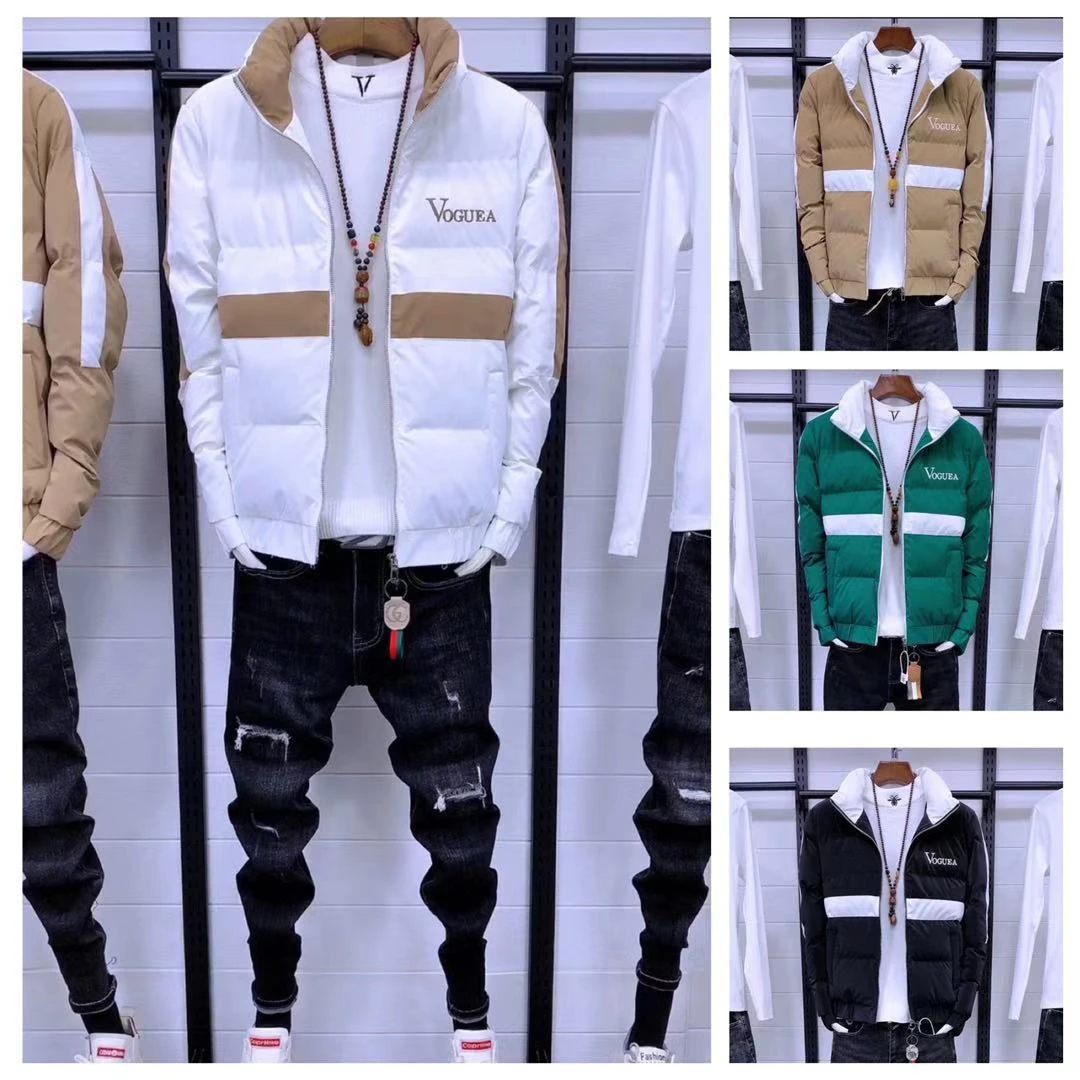 新款男士时尚修身潮流百搭立领刺绣棉服外套时尚青春秋冬韩版男装