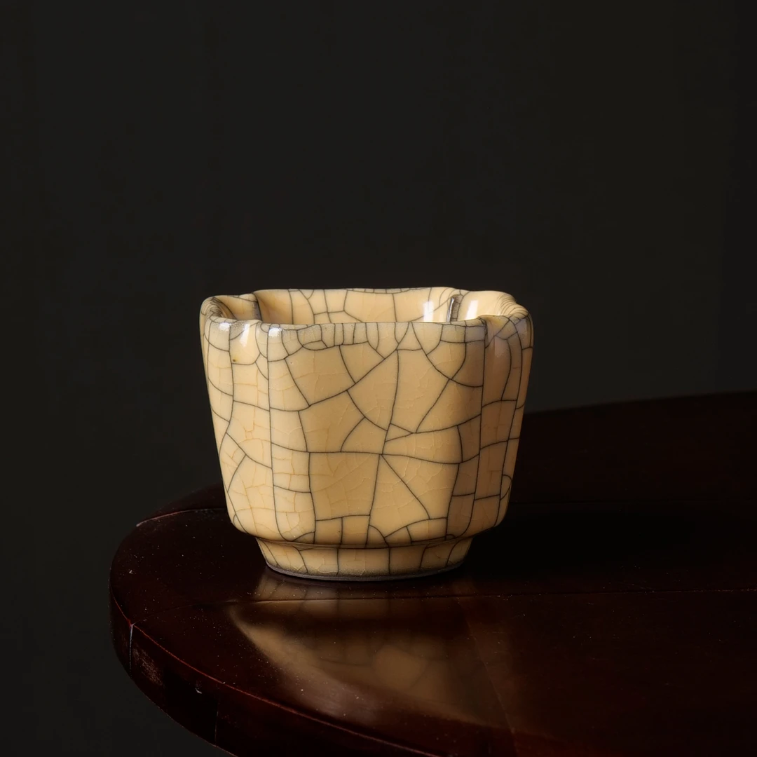 李佐明-传世手工茶杯纯手工全手工哥窑四方倭角杯精美柴窑主人杯
