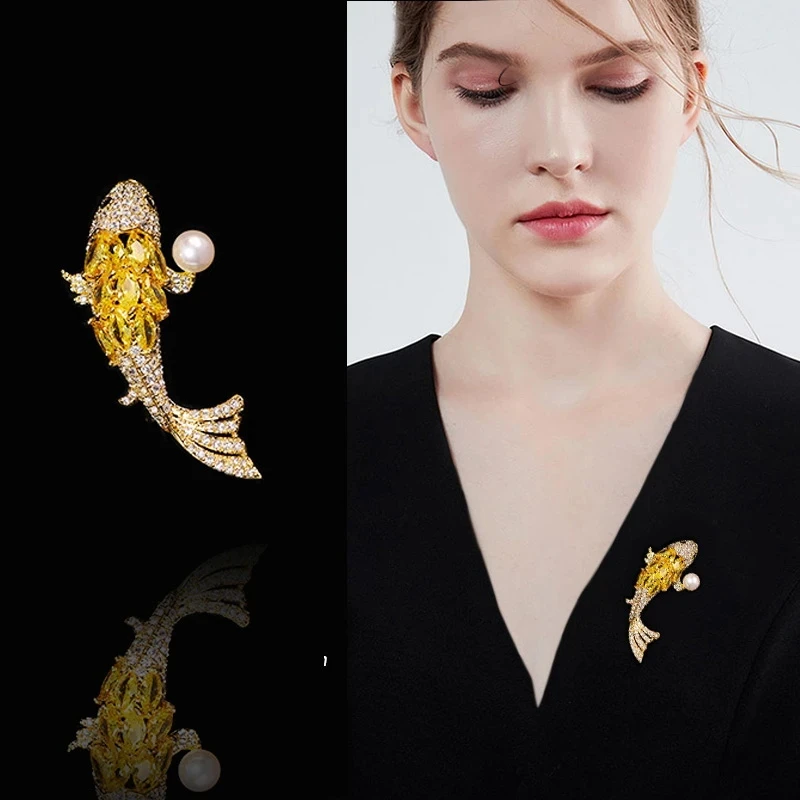 【幸运胸针】中国风高档大气金色锦鲤珠珠国潮百搭新中式礼品套组