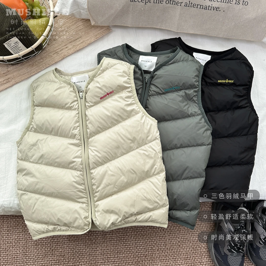 【2024新款】阿又冬季童装男童儿童中大童亲子款百搭羽绒马甲99061D