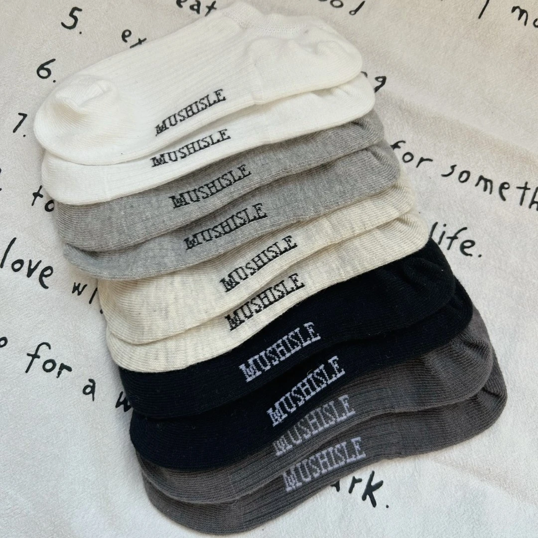 阿又儿童夏季字母船袜简约百搭男女童ins针织薄款夏季袜子