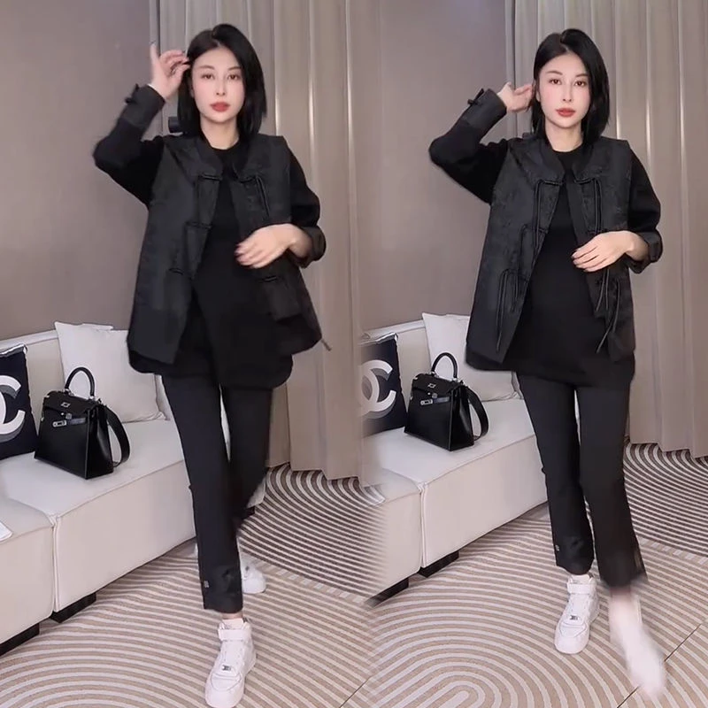 春季2025新款国风套装女时尚气质显瘦休闲洋气宽松大码网红三件套