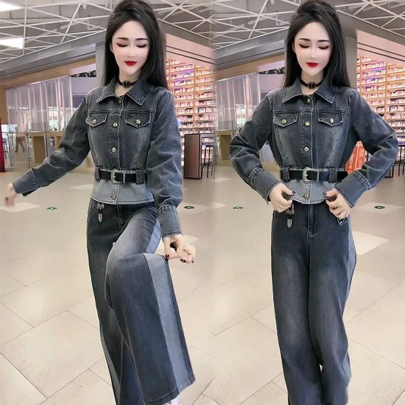 2025春季牛仔套装女新款时尚宽松大码显瘦网红气质百搭洋气两件套