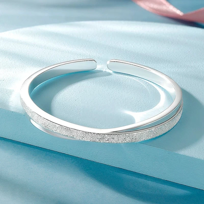 足银手镯 K40星遇开口实心手环满天星时尚镯子送女友生日礼物