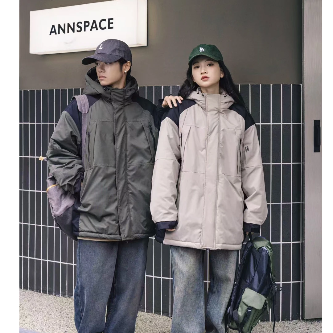 23736高端专享青少年老林家老K冲锋衣棉服卡其色