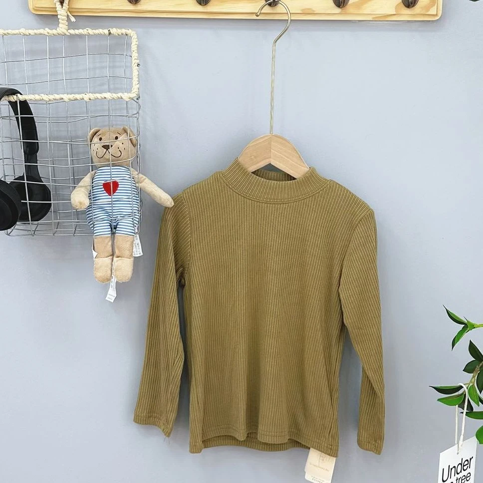 154儿童秋冬圆领加绒打底衫绿色