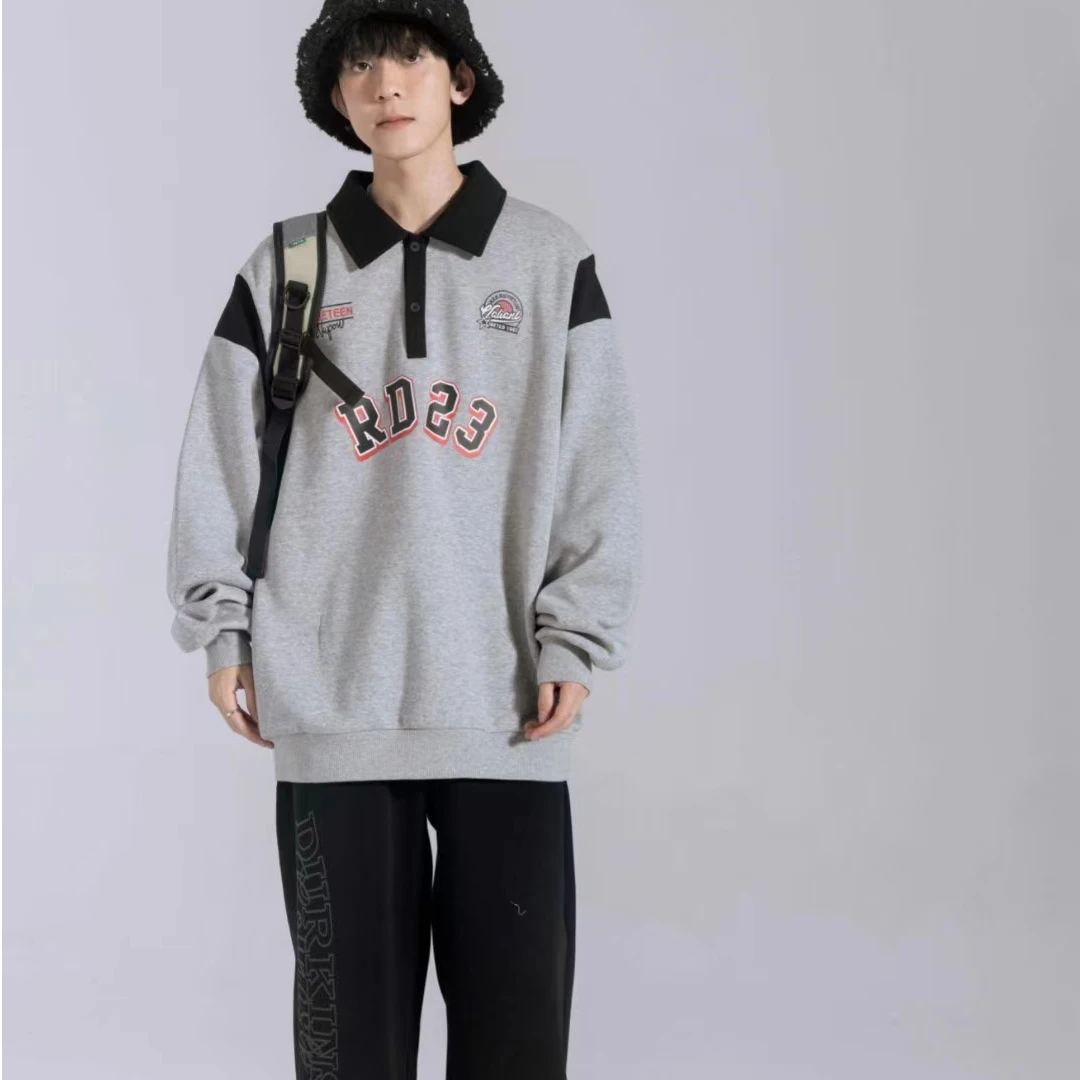 52117高端专享青少年老林家天花板秋款POLO卫衣米白