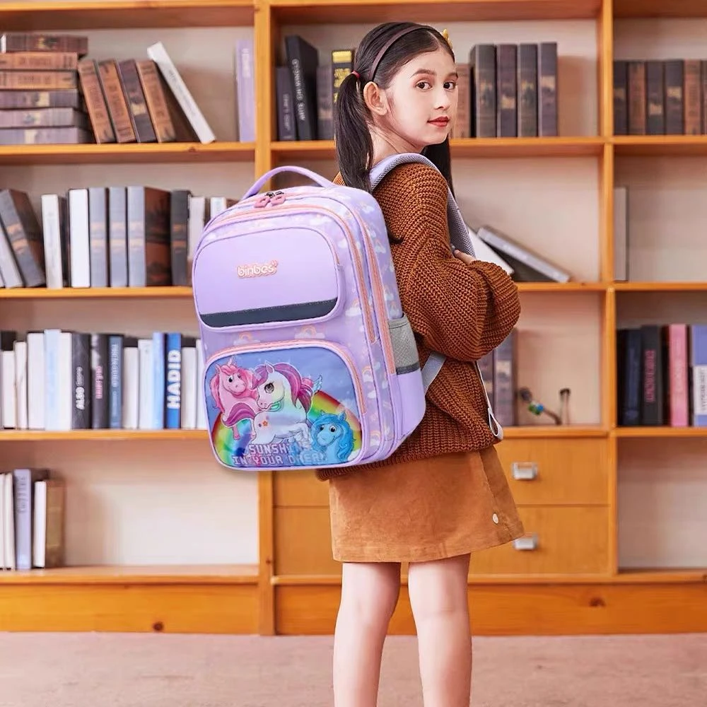 3601宾比高端小学生悬浮减重2-5年级书包浅紫/小飞马
