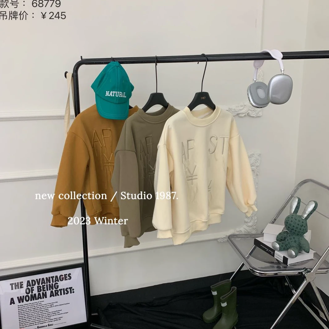 68779高端专享加绒圆领卫衣军绿