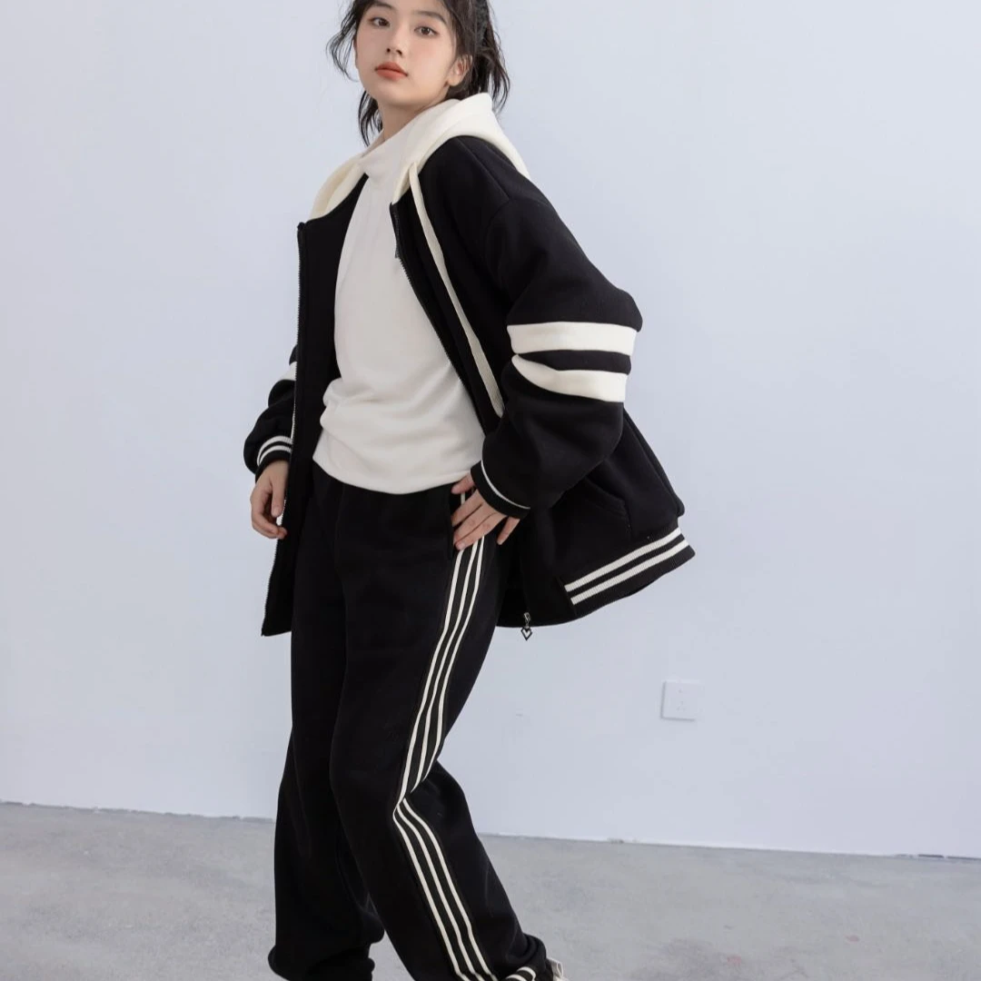 63877高端专享老林家天花板秋冬季加绒针织裤黑色