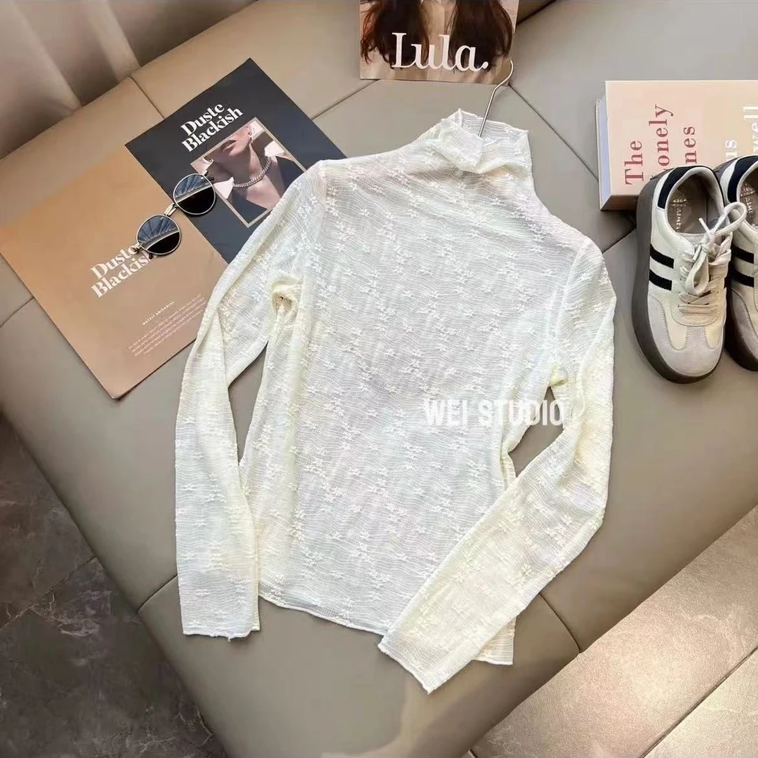 【云朵蕾丝白色百搭高级打底】新款长袖宽松百搭薄款长袖