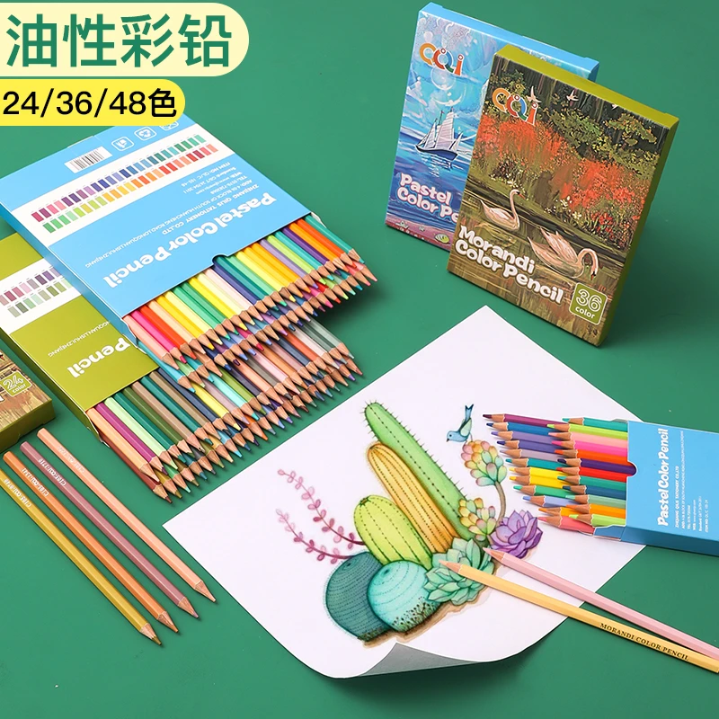 启励马卡龙色系/莫兰迪色系24色彩铅专业绘画彩铅48色油性耐摔