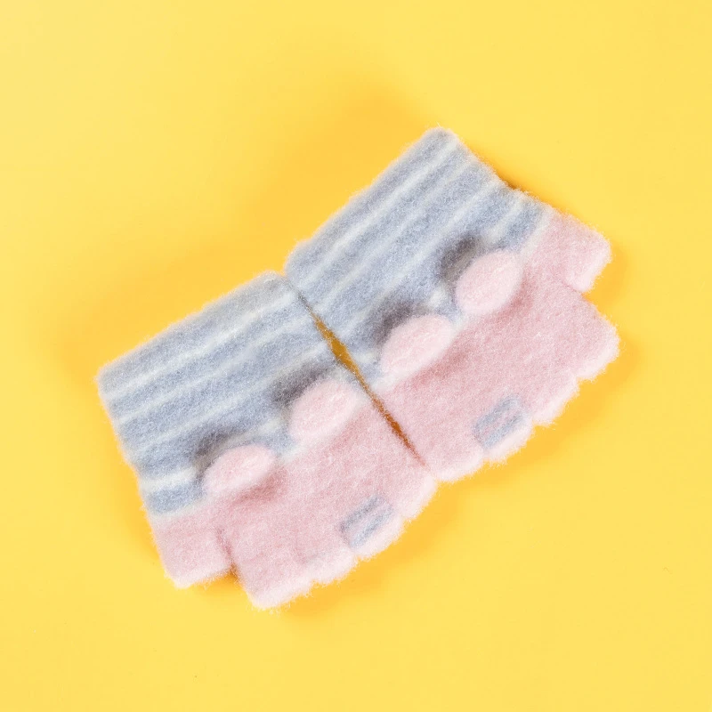 【0-3岁幼儿】手套冬季可爱卡通防寒保暖针织婴儿幼儿小童半指手套