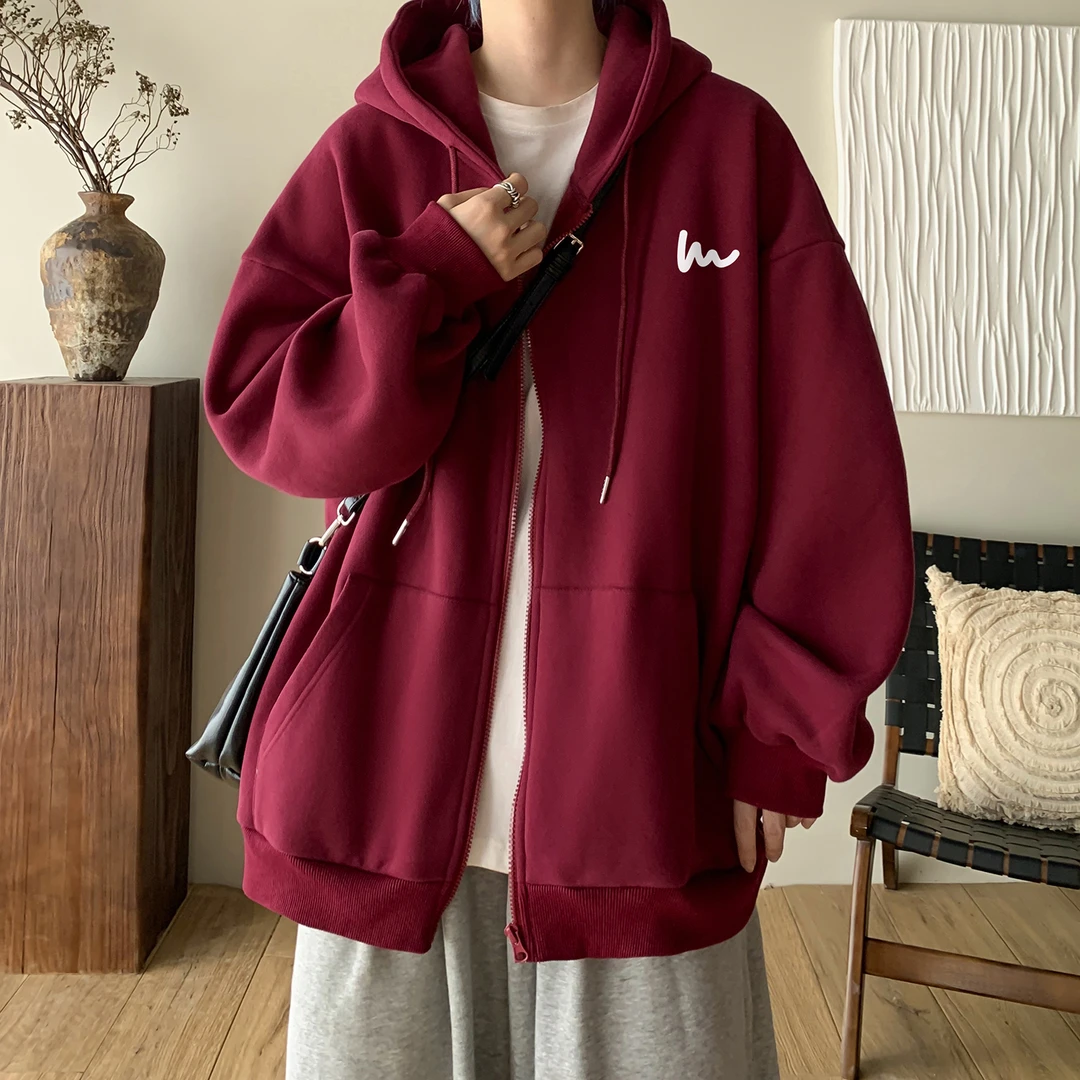 连帽拉链开衫卫衣男春秋季日系宽松美式休闲oversize潮流百搭外套