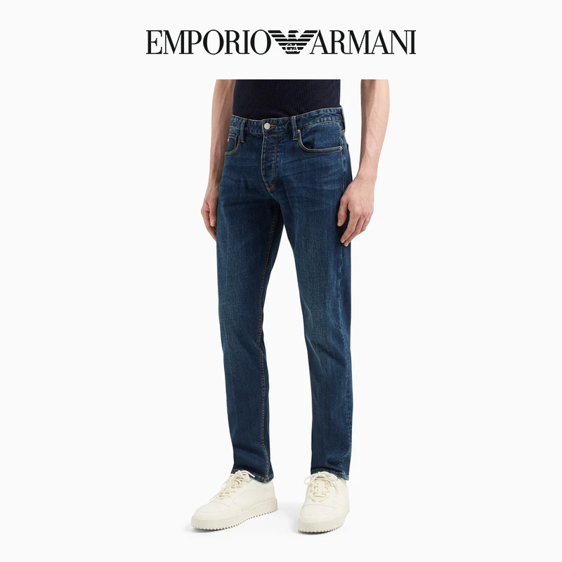 TC-EMPORIO ARMANI/阿玛尼男士纯棉微弹修身直筒复古水洗牛仔裤官