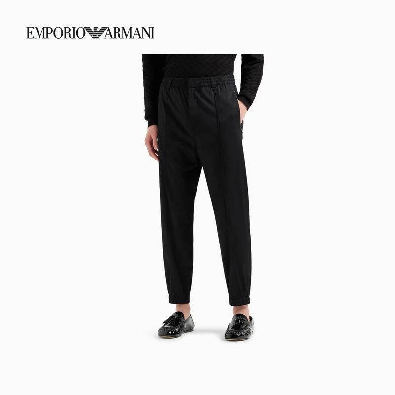 TC-EMPORIO ARMANI/男士纯棉微弹利落束脚经典纯色休闲裤官方