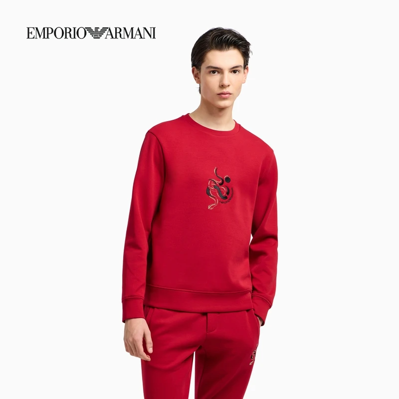 TC-EMPORIO ARMANI/男女情侣款刺绣圆领套头休闲刺绣卫衣官方