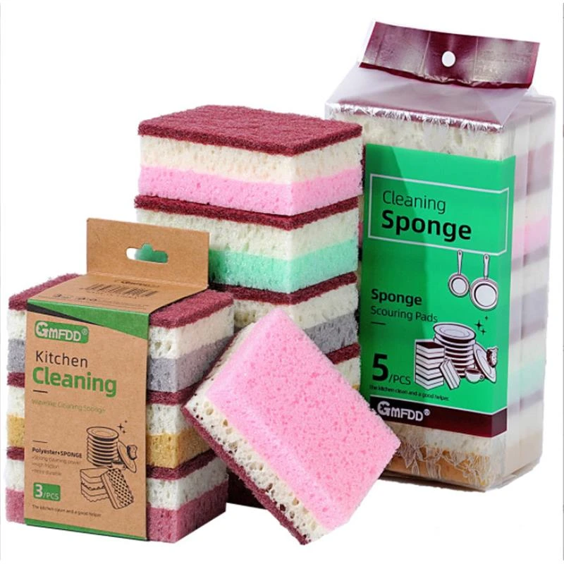 10块装洗碗海绵百洁布三色多孔加厚蜂窝海绵块刷碗刷锅厨房海绵擦