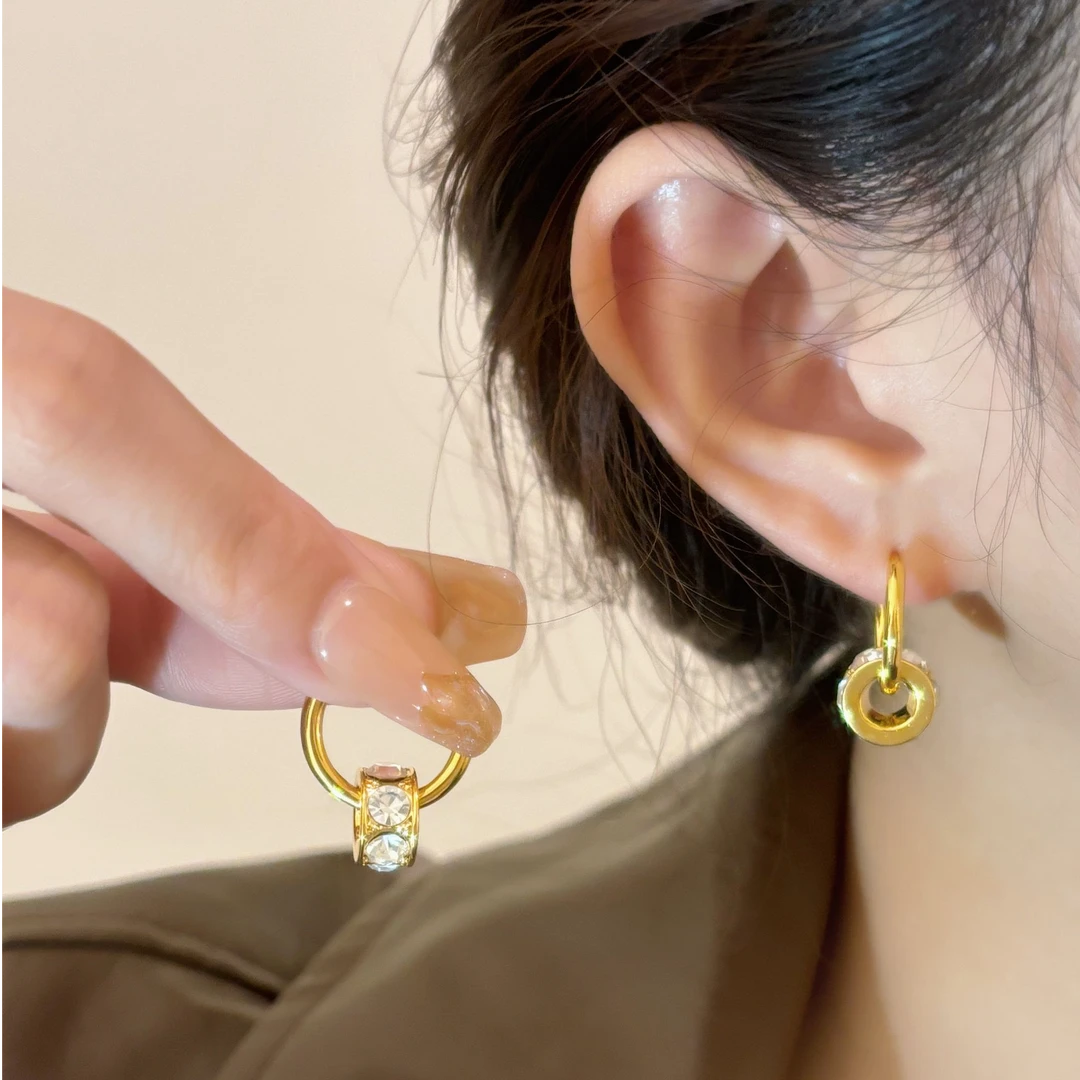 铜合金耳饰 一款两戴小圈圈耳环精致设计感耳饰9198