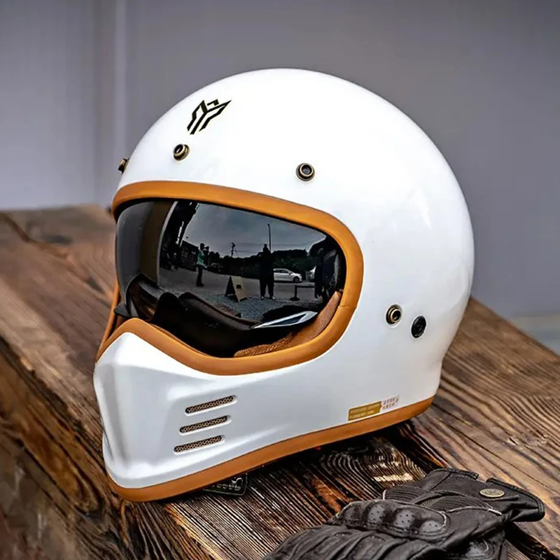 摩力行3C认证复古摩托车头盔男女四季通用双镜巡航哈雷机车全盔