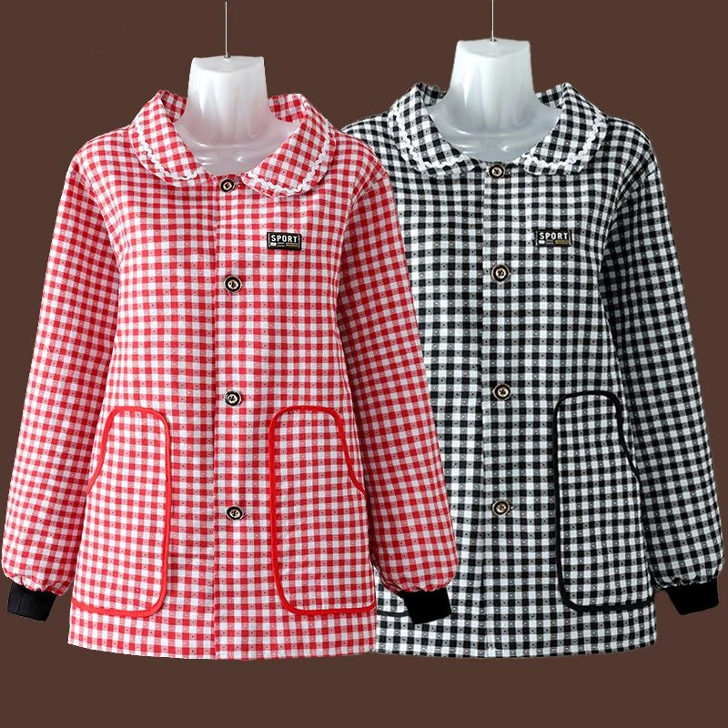 短款棉布围裙外穿透气厨房家用罩衣女耐脏工厂上班防污清洁工作服