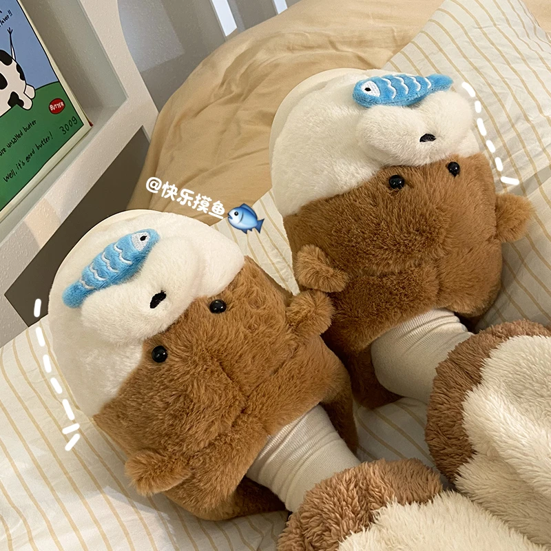 新款情侣棉拖鞋女冬季保暖毛绒宿舍用加厚棉拖室内家用厚底可爱男