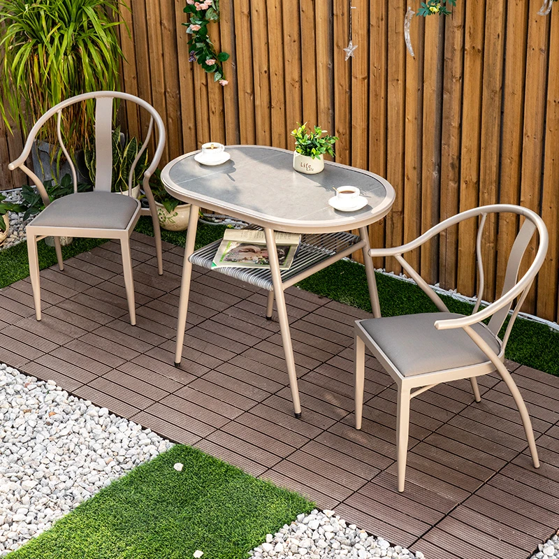 桌椅阳台阳台简约茶桌椅北欧轻奢阳台喝茶休闲小桌岩板家用创意