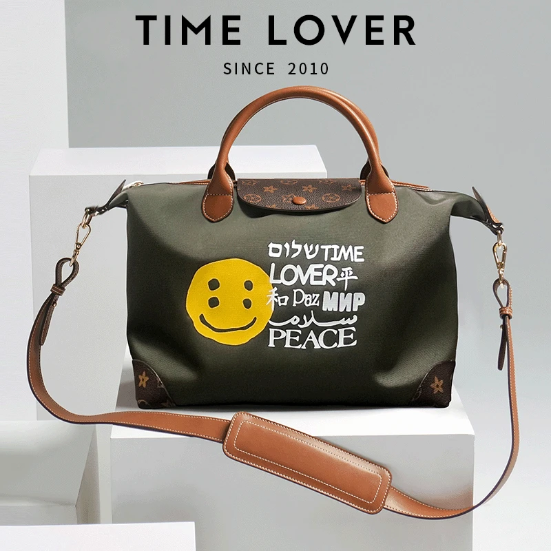 TIMELOVER2024新款饺子包休闲轻便托特软面单肩斜挎包