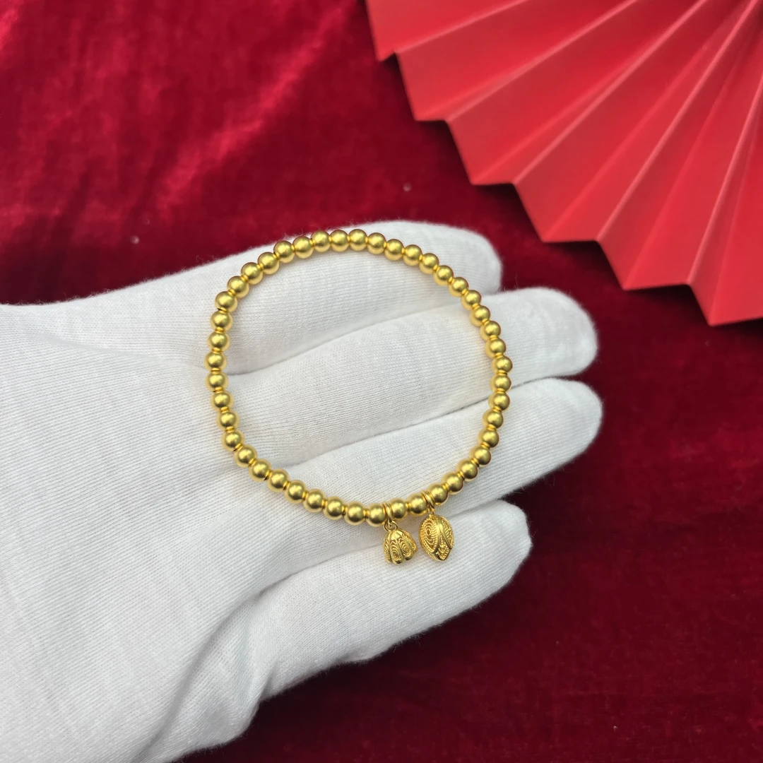 足金999精工古法花丝两世欢手串手链经典气质素雅叠戴女生手串