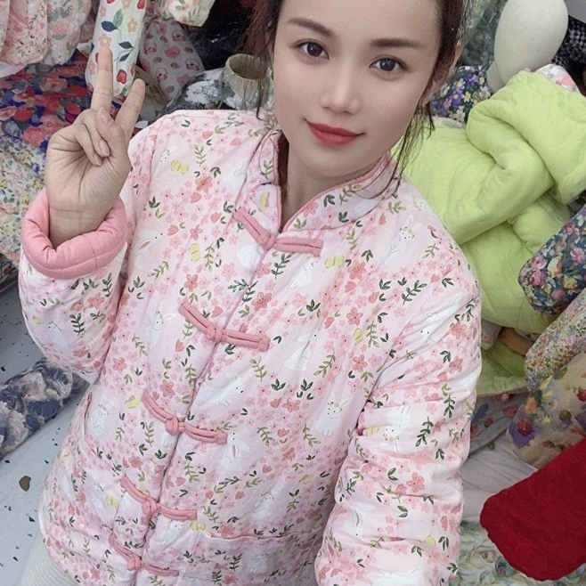女士对襟盘扣棉花棉袄