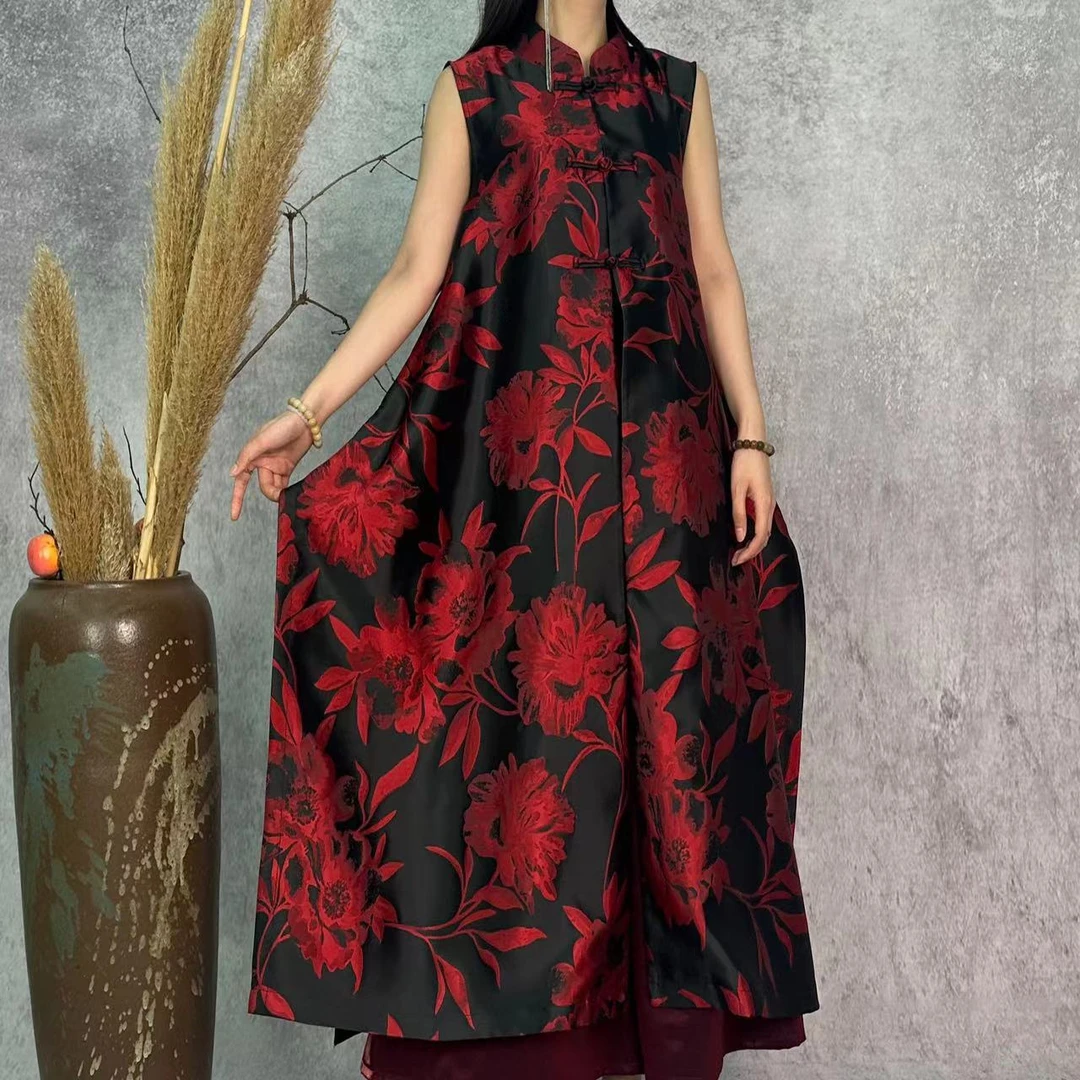 【大海轻奢】BF32475新款红色刺绣花气质夏季显瘦中式设计师款旗袍