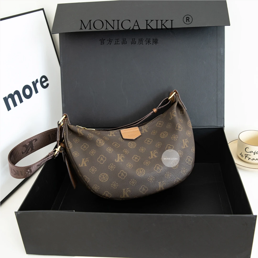 2025新款经典印花网红大容量单肩斜挎饺子包