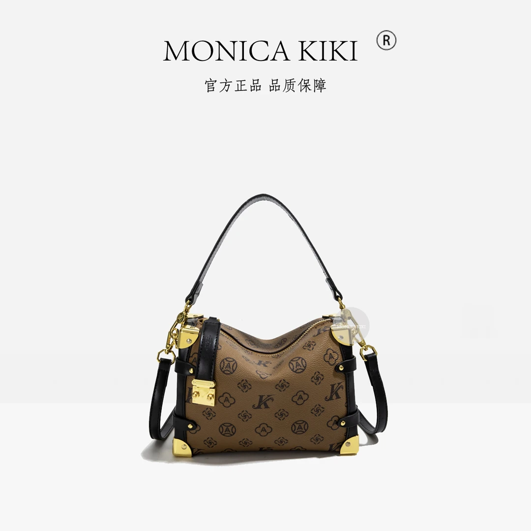 MONICA KIKI/莫妮卡奇奇2025春夏新款单肩斜挎盒子包5836黑
