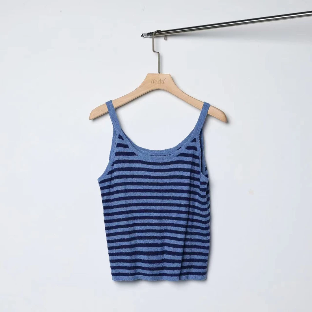 噜噜QC-微胖大码女装百搭休闲条纹针织吊带背心ZY304J26